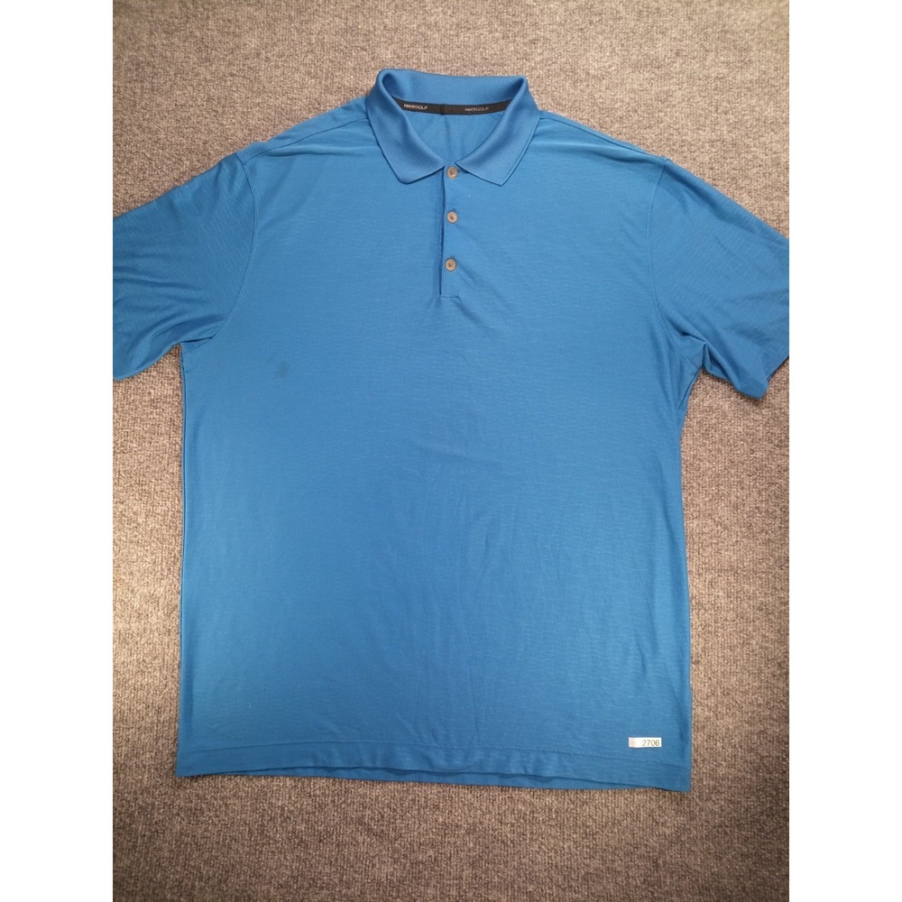 Nike Golf Mens Blue Short Sleeve Performance Polo Shirt Stretch Golf (Stain)